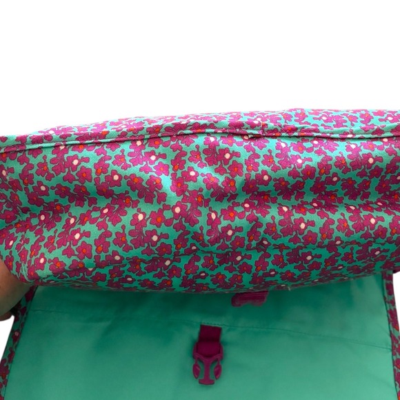 Vera Bradley Messenger Bag Floral Print Pink Teal Adjustable Strap Shoulder Bag - Picture 10 of 10